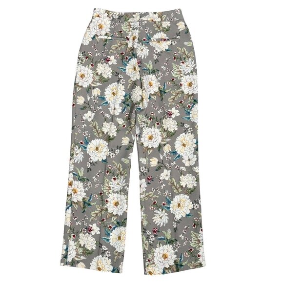 ZARA COLLECTION GRAY WHITE FLORAL STRAIGHT DRESS PANTS S BLOGGER FAV RARE - Picture 4 of 14